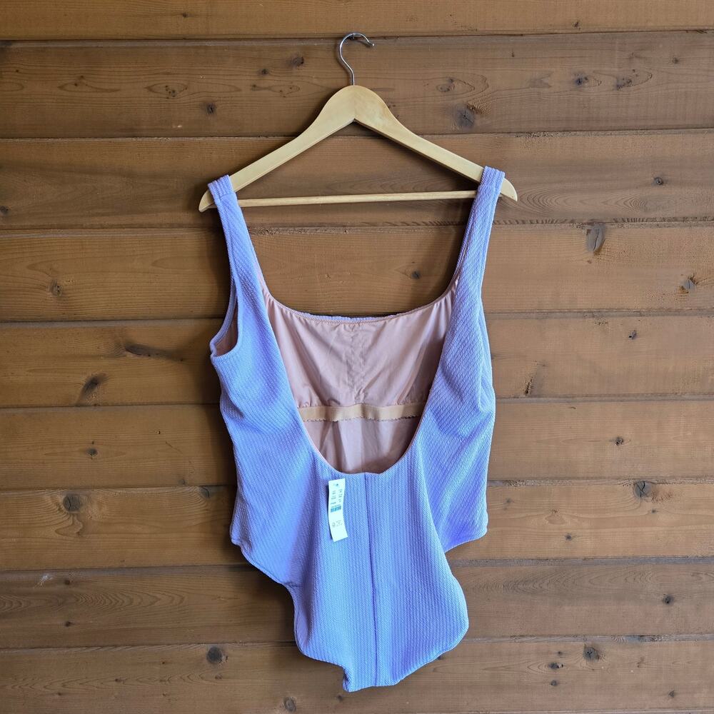 J. Crew Swimsuit One Piece Dusty Mauve NWT Textured Purple 18 Square Neck Swim - Picture 4 of 7